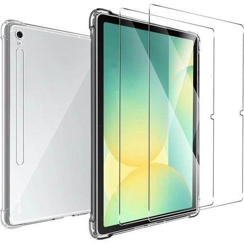 Coque Tpu Transparente Pour Samsung Galaxy Tab S10 Fe 10,9'' ¿ Silicone Ultrafin Antichocs Avec Coins Renforcés + 2 Protections Écran Verre Trempé 9h Anti-Rayures