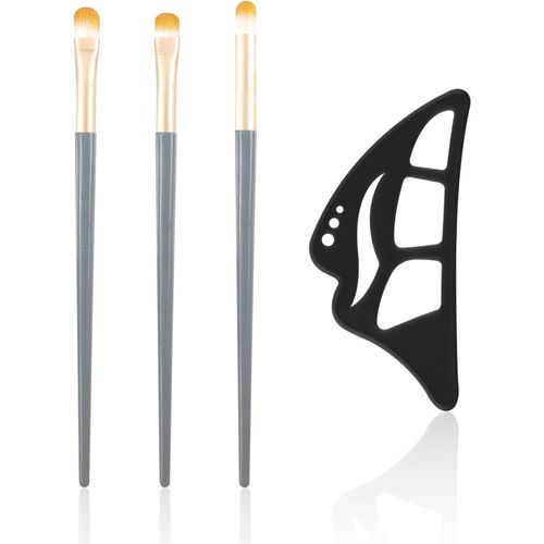 Kal-Aide Au Maquillage Des Yeux, Pochoir De Maquillage Pour Ombres À Paupières, Assistant De Beauté Pour Les Yeux Réutilisable, Outil En Silicone À Ailettes Avec 3 Pinceaux, Pour Les Débutantes 