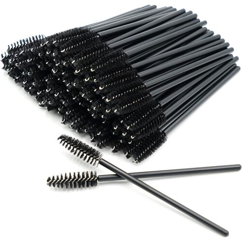 Kalanka-100pcs Brosses À Cils Jetables, Goupillon Cils, Brosse À Sourcils, Brosse Cils, Outil De Maquillage Mascara Brosse À Sourcils Applicateur, Extensions De Cils Mascara Baguettes, Noir 