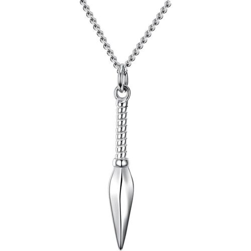 Kal-Acier Inoxydable Pour Hommes Point Lance Pointe De Flèche Fer Lance Collier Pendentif Poli Argent/Or/Noir