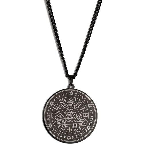 Kal-Collier Amulette Ange Enochian Pour Homme Et Femme Avec Pendentif Triangle Magique En Acier Inoxydable Salomon Kabbale Talisman Protection Vintage Bijoux Cadeaux, Acier Inoxydable, Sans Pierre