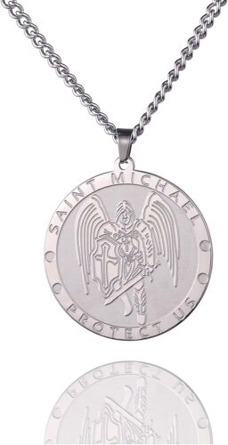 Kal-Collier St. Michael Pour Les Hommes St Michael Archange Pendentif Saint Collier Médaille Catholique Patron Amulette Bijoux Religaieux Cadeau De Confirmation Pour Garçon