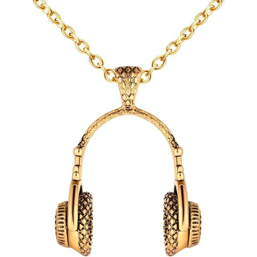 Kal-Collier Pendentif Casque En Acier Inoxydable Pour Hommes Créatif Colliers Casque De Musique Hip Hop Bijoux Fantaisie Adolescents Décoration