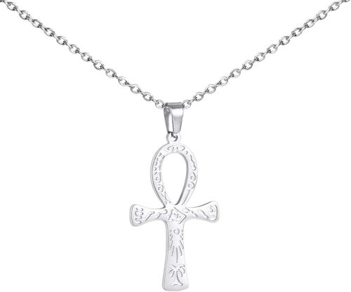 Kal-Collier Avec Pendentif En Forme De Croix Ankh Égyptienne En Acier Inoxydable Pour Homme Et Femme - Bijou Religieux Égyptien
