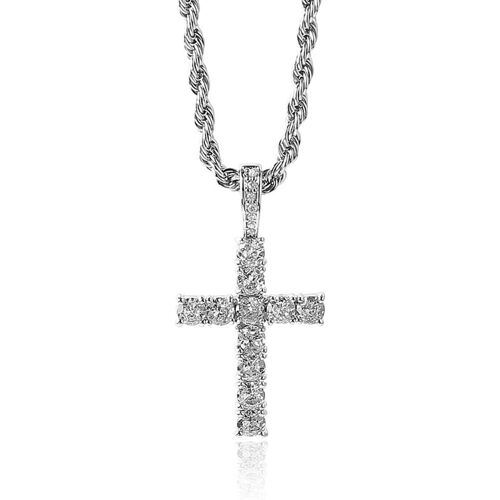 Kal-Colliers Pour Homme Collier Croix Pour Hommes, Collier En Or/Argent Avec Pendentif Croix, Bijoux Chrétiens Pour Hommes (Argent)