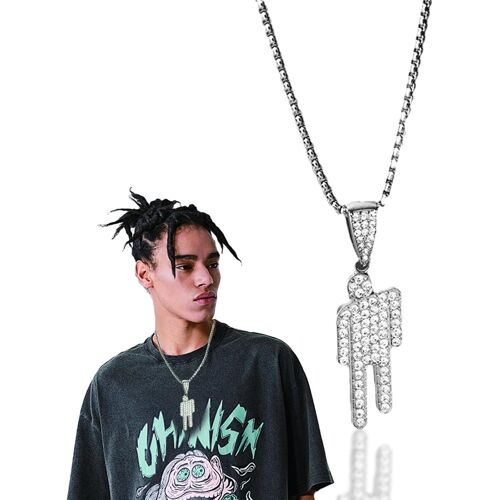 Kal-Collier Créatif, Serti De Diamants, Incliné, Cartoon, Pour Femmes Et Hommes, Pendentif Amusant En Diamant Simulé, Accessoires De Mode Hip-Hop
