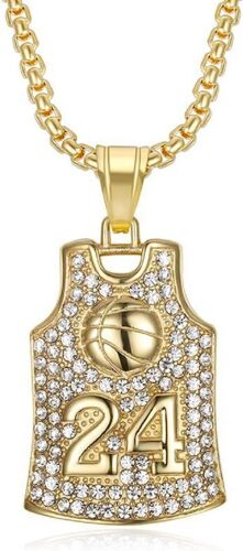 Kal-Collier Maillot Basket-Ball 24, Collier Basket-Ball Numéro 24 Pour Hommes, Collier Chemise Basket-Ball Bijoux Pendentif Basket-Ball Roche, Collier Maillot N°24 Collier Commémoratif Basket-Ball