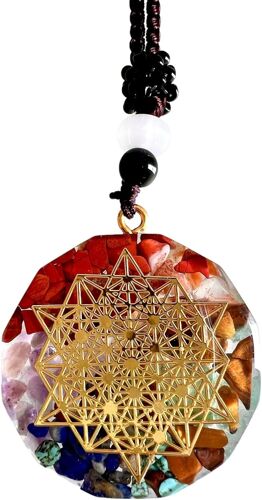 Kal-Pendentif Sri Yantra Collier Orgonite Yoga Méditation Géométrie Sacrée Talisman De La Richesse Amulette Mystique Porte-Bonheur Potentissimo Accessoire Auto Idée Cadeau Homme Femme