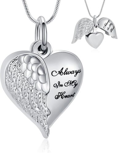 Tianyi-Collier Urne En Forme D'aile D'ange En Forme De Coeur Pour Cendres Pour Femme Et Homme