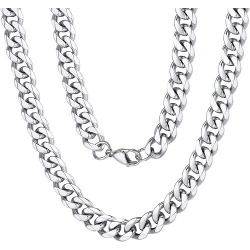 Kal-Chaîne Argent Homme, 7 Mm Chaîne Cubaine Collier Homme Femme Bijoux Homme, Longueur 45 Cm 60 Cm