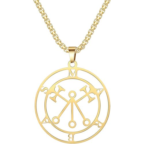 Kal-Marbas Collier Plastron En Acier Inoxydable Avec Symbole Du Diable De Salomon