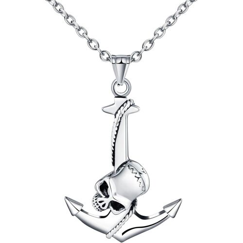 Kal-Hommes Colliers Pendentifs Ancre En Acier Inoxydable Créatif Pendentif Tête De Mort D'halloween Mode Bijoux Hip Hop Adolescents Accessoires Décoration