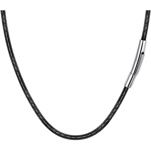 Kal-Collier De 2/3 Mm Pour Homme, Cordon En Cuir Synthétique, 41 À 76 Cm, Collier En Corde Noire, Collier En Cuir Avec Fermoir Poussoir, Collier De Rechange En Cuir, Cadeau Pour Homme Et Papa