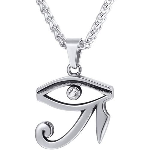 Kal-Collier Homme Pendentif Croix Égyptienne/Oeil D'horus Amulette Acier Inoxydable/Plaqué Or/Noir Bijoux De L'égypte Antique Ankh Cross Eye Of Horus