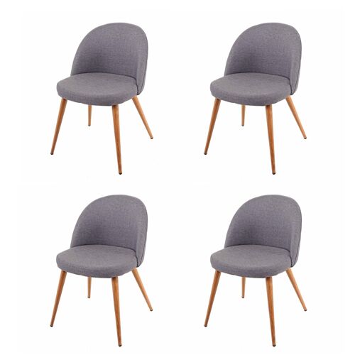4x chaise de salle à manger HWC-D53, fauteuil, style rétro années 50, en tissu   gris foncé