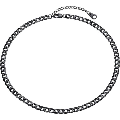 Kal-Chaîne Homme Acier Inoxydable, Collier Femme Plaqué Or À Maillon Cubain 5mm De Large, Longueur 35+5cm/45cm/50cm/55cm/60cm/65cm/70cm/75cm