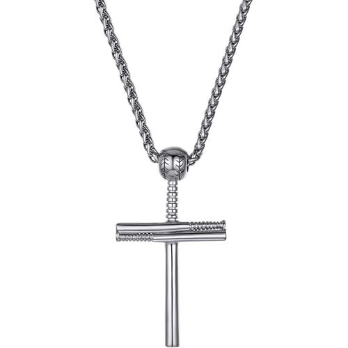 KAL-Collier Football/Basketball/Rugby/Base-Ball Pendentif Ballon Pour Enfant Garcon Gravure Chaine Homme Sportive Acier Inoxydable 55 Cm