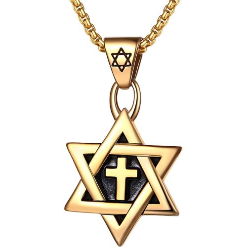 Kal-Collier Avec Pendentif Étoile De David : Collier Avec Pendentif Étoile Hexagonale Croix Bijoux Juifs Israël