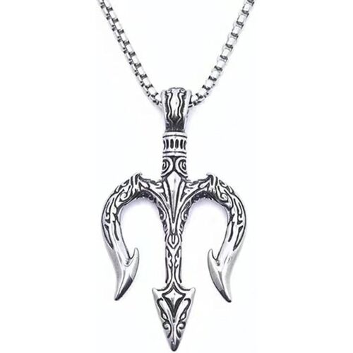 Kal-Viking Homme, Pendentif Chaîne Avec Motif Hache, Croix/Yeux/Rond/Mobius/Trident, Longueur Réglable, Bijoux Vintage Rétro Gris Nordique, Accessoires Punk Rap Cadeau Hommes Garçons, 60 Cm