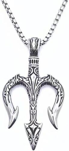Kal-Viking Homme, Pendentif Chaîne Avec Motif Hache, Croix/Yeux/Rond/Mobius/Trident, Longueur Réglable, Bijoux Vintage Rétro Gris Nordique, Accessoires Punk Rap Cadeau Hommes Garçons, 60 Cm