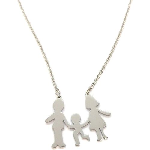 KAL-Collier Famille Maman Papa Fils Fille Frères Soeurs Amour ¿ Tout En Acier Inoxydable Ne Change Pas De Couleur Hypoallergénique ¿ Boîte Cadeau Incluse, 5, Acier Inoxydable, Acier Inoxydable