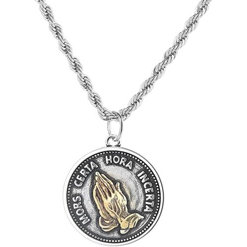 Kal-Viking Homme, Pendentif Chaîne Avec Motif Hache, Croix/Yeux/Rond/Mobius/Trident, Longueur Réglable, Bijoux Vintage Rétro Gris Nordique, Accessoires Punk Rap Cadeau Hommes Garçons, 60 Cm