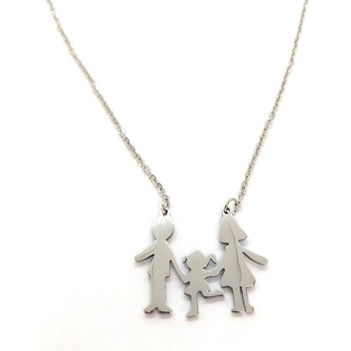 KAL-Collier Famille Maman Papa Fils Fille Frères Soeurs Amour ¿ Tout En Acier Inoxydable Ne Change Pas De Couleur Hypoallergénique ¿ Boîte Cadeau Incluse, 5, Acier Inoxydable, Acier Inoxydable