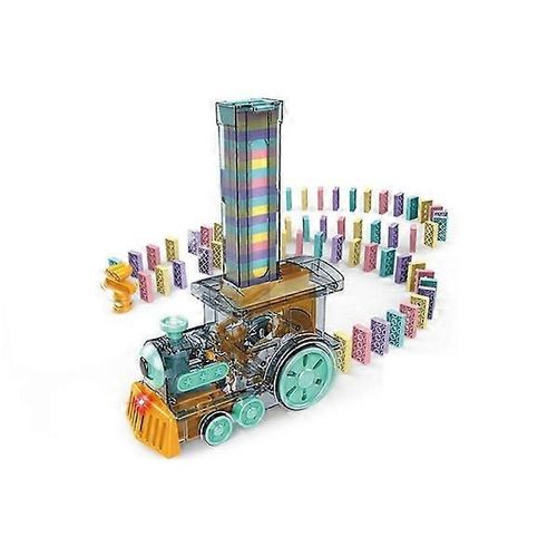 Jeu de dominos automatique avec train et 80 dominos - Train bleu