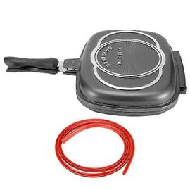 Poêle à griller double face portable avec poignée anti-brûlure, ustensile de cuisine, poêle à griller 32 cm/12,6 pouces pour la cuisine