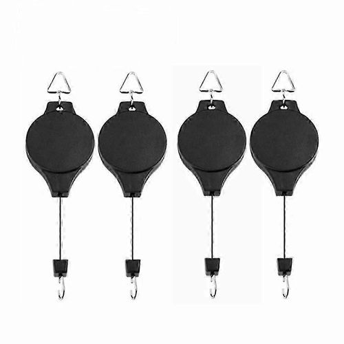 Poulie Pour Plantes, Crochets Rétractables, Réglables Et Robustes Pour Paniers Suspendus Et Mangeoires À Oiseaux, Lot De 4 - Noir