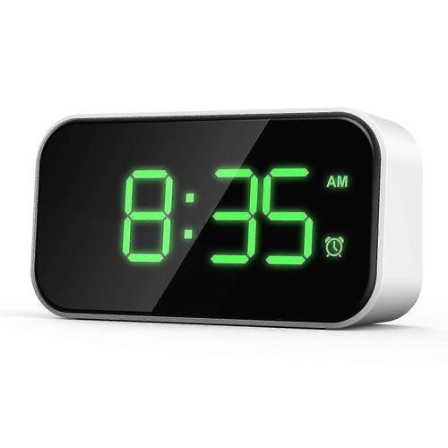Réveil numérique pour chambres à coucher, horloge de chevet avec 6 niveaux de luminosité, fonction Snooze (aspect blanc)