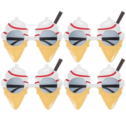 Lot De 4 Lunettes De Vue En Forme De Cornet De Glace, Verres De Fête En Plastique, Verres De Fête D'été, Fournitures De Fête 