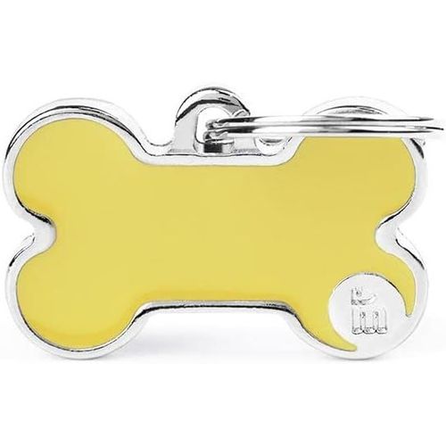 Yts-Mèdaille Pour Chien Personnalisé Made In Italy, Petit C?ur Jaune, Médaille Pour Chien Gravée Gratuitement, Métal Émaillé À La Main, Collection Basic Handmade, 25x25 Mm