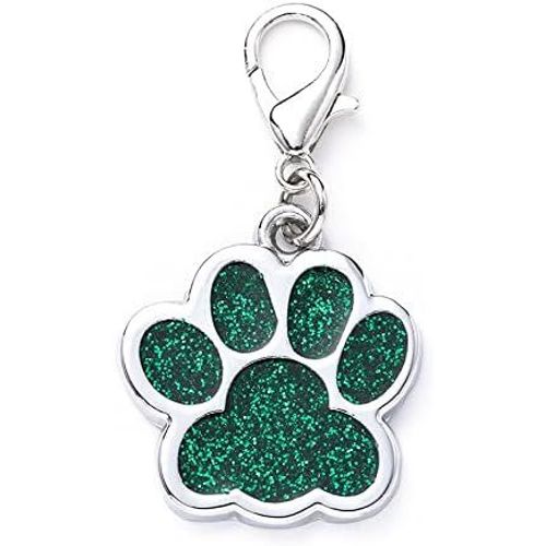 Yts-Médaille Pour Chien Patte En Acier Inoxydable (Vert Sans Gravure)