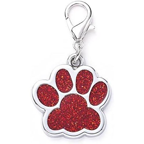 Yts-Médaille Pour Chien Patte En Acier Inoxydable (Rouge Sans Gravure)