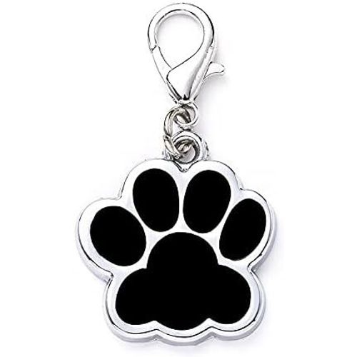 Yts-Médaille Pour Chien Patte En Acier Inoxydable (Noir Sans Gravure)