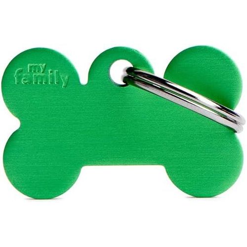 Yts-Médaille Myfamily Os Petit Aluminium Vert Plaque Chien Gravure Gratuite Coutume