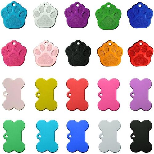 Yts-Medaille Pour Chien 20 Pièces Médaille Chien Personnalisé Étiquettes D'identification Vierges En Aluminium Pet Tag Art En Forme De Patte Forme D'os Pour Chien