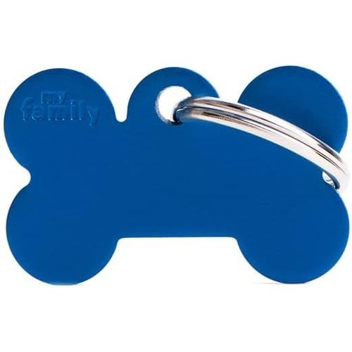 Yts-Myfamily Médaille Os Petit Aluminium Bleu Plaque Chien Gravure Gratuite Coutume