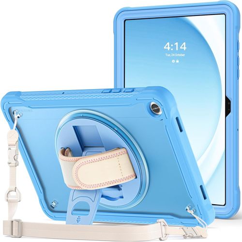 Kal-Coque Étui Antichoc Pour Galaxy Tab A9 Plus / A9+ (Sm-X210/X215/X216/X218) 11 Pouces 2023, Housse De Protection Antichute A9 Plus 11"" Enfant Ou Adulte Très Résistant Avec Bandoulière-Bleu
