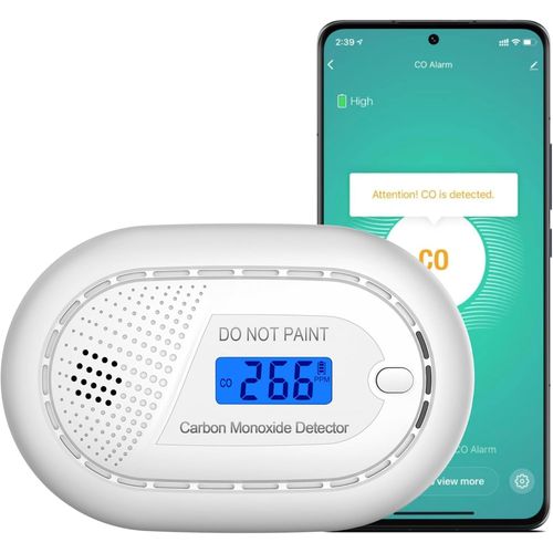 Smart Connect Détecteur de Monoxyde de Carbone Connecté - Batterie de 10 Ans - Detecteur Monoxyde Carbone WiFi avec Tuya & Smartlife App