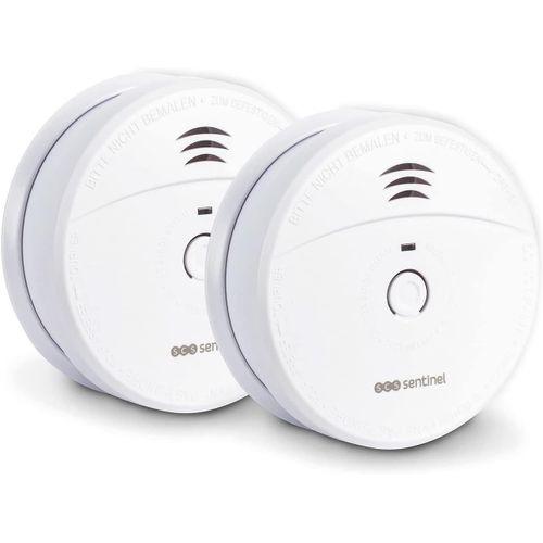 - SDA0042 ¿ Lot de 2 Détecteurs Avertisseurs Autonomes de Fumée - Alarme 85 DB Minimum - Bouton d¿Auto-Test - Alarme sonore avec indicateur Lumineux - Piles 9V - SmokeAlarm 5Y