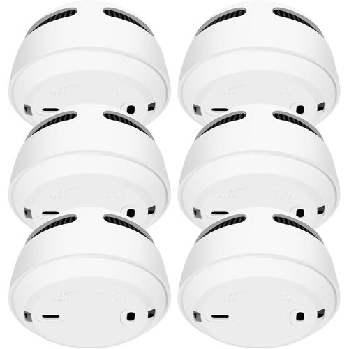 Detecteur de Fumée, 6 Pièces Détecteur de Fumée Batterie de 10 Ans Alarme Incendie Detecteur Fumee, Bouton Test/Silence, 85 DB, Blanc
