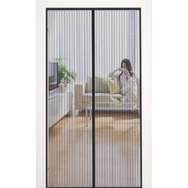 Wag-Moustiquaire Porte-Fenêtre 140x240cm Fermeture Magnétique Maille Ultra Fine Moustiquaire Baie Vitrée Coulissante Rideau Anti Mouche Installation Sans Perçage Avec Bande Adhésive, Noir