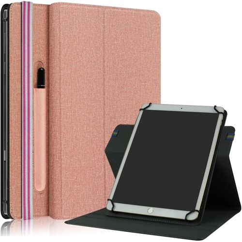 KAL-Étui Universel Tablette De 10.1 Pouces, Nt Avec Fonction Support Rotatif À 360°,Pour Ipad 9.7"" 10.2"", Samsung Tab10.5, Huawei T10, Lenovo,Acer,Dell, Hp,Étui Tablette 9-11Pouces,Or Rose