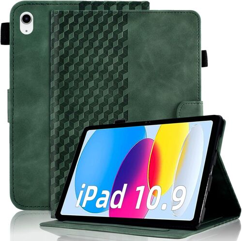 Coque pour iPad 10.9 2022 (iPad 10¿¿me G¿¿n¿¿ration) Housse de Protection Cuir PU Etui Flip Cover Poche Case avec Support pour Tablette iPad 10,9 Pouces, Vert fonc¿¿