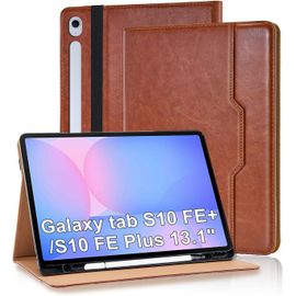 Étui Pour Samsung Galaxy Tab S10 Fe+ 13" 2025 Avec Porte-Stylo S - En Cuir Synthétique - Support Multi-Angle - Avec Poche - Fonction Veille/Réveil Automatique - Marron[Coq9121799]
