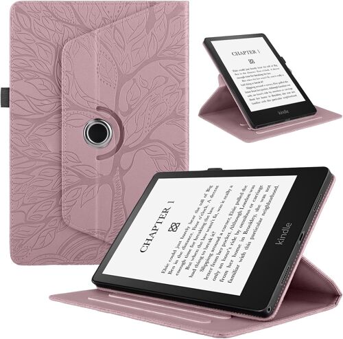 Tablette Coque Pour Xiaomi Pad 5/Pad 5 Pro 11"" 2021 Pu Cuir 360°Rotatif Multi-Angle Stand Flip Cover Arbre De Vie Rotating Étui Housse Protection Tablette Cover,Rose Gold[Coq9120779]