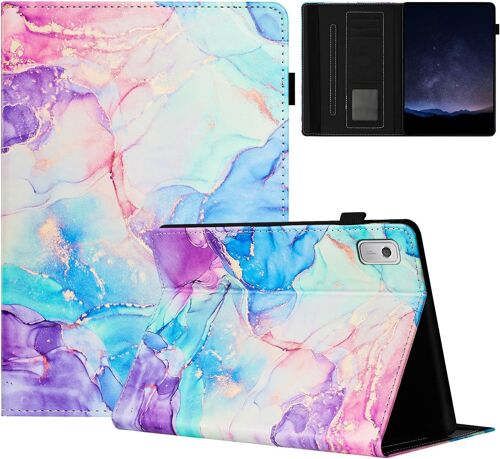 KAL-Tablette Coque Pour Lenovo Tab P11 (2Nd Gen) 11.5"" 2023 (Tb350Fu/Tb350Xu) Etui Pu Cuir Avec Support Fonction Protection Housse Fermeture Élastique Etui,Marbre Galactique Violet Bleu