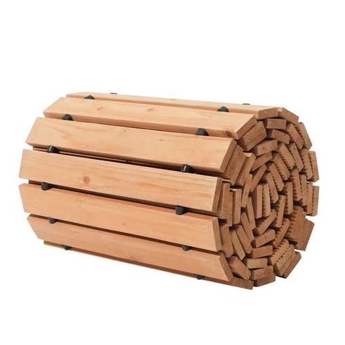 Allée De Jardin En Bois-Duoku-3,6 M X 43 Cm-Allée Droite Et Antidérapante. Allée Extérieure En Cèdre Avec Câble Métallique